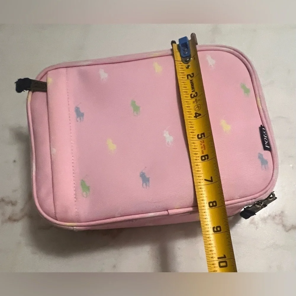 Ralph Lauren Big Pony Print Insulated Canvas Lunch Bag Tote Pink